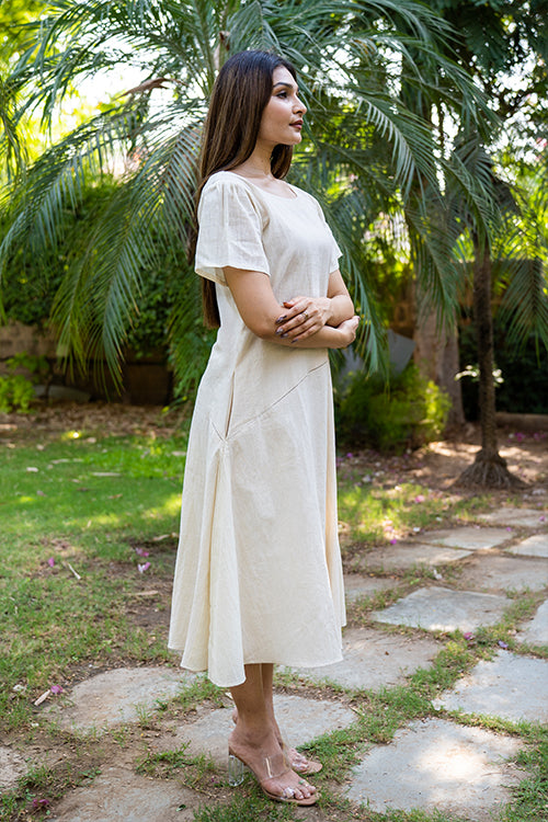Round Neck Dress with Bell Sleeves