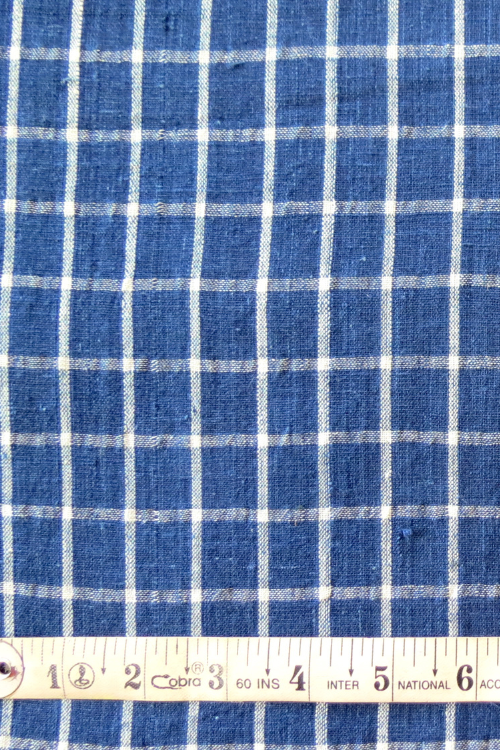 Natural Indigo Handwoven Checks Fabric