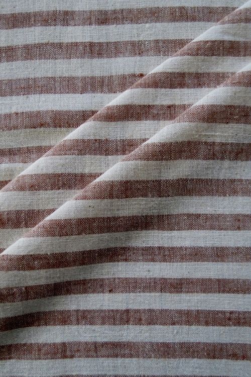 Light Brown Stripe Yarn-Dyed Organic Cotton Fabric
