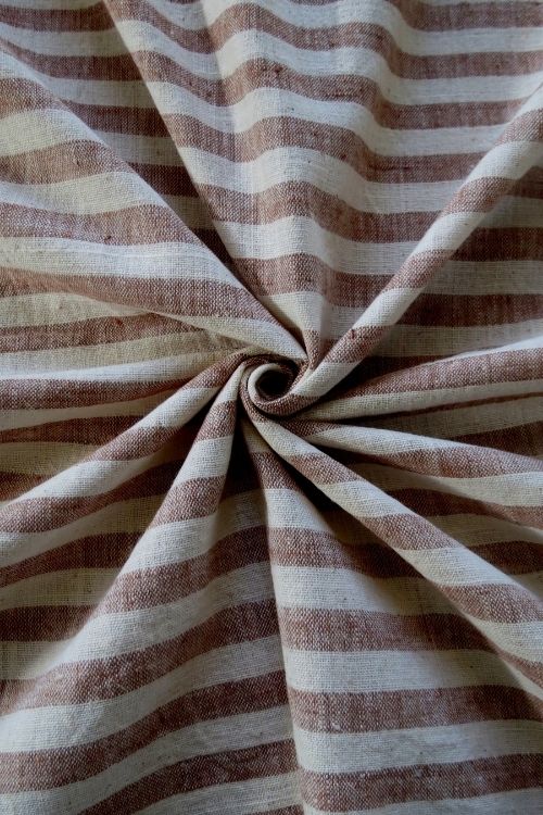 Light Brown Stripe Yarn-Dyed Organic Cotton Fabric