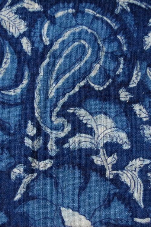 Indigo Hand Block Print - Paisley Pattern
