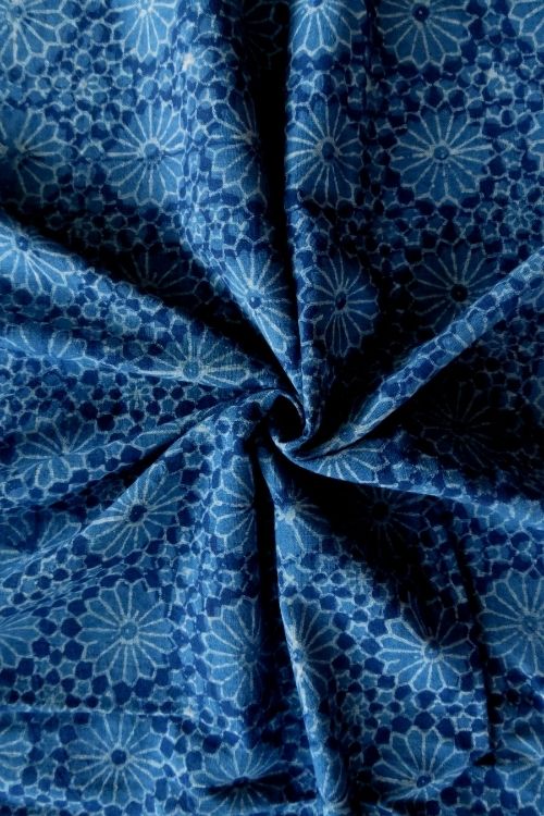Indigo Hand Block Print - Floral Pattern
