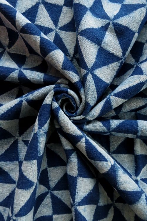 Indigo Hand Block Print - Triangular Pattern