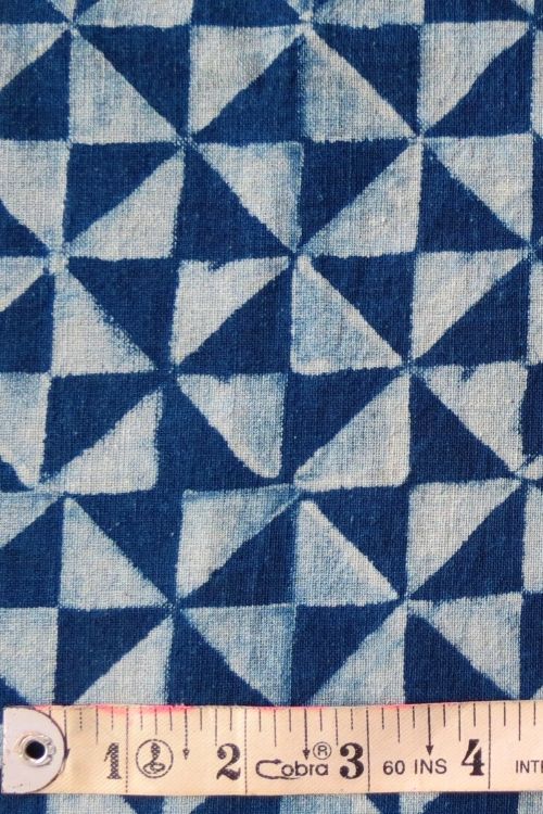 Indigo Hand Block Print - Triangular Pattern