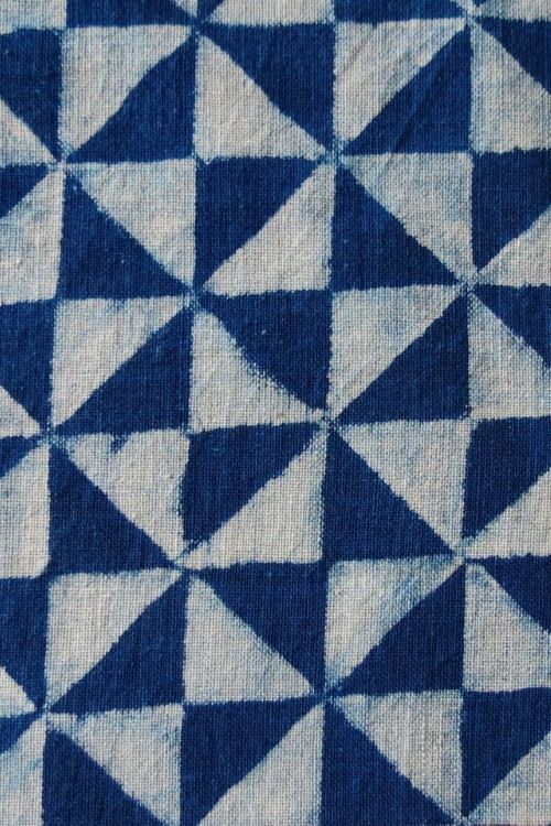 Indigo Hand Block Print - Triangular Pattern