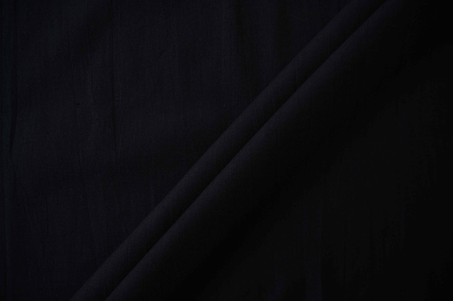 Midnight Black Plain Dyed Handwoven Cotton Fabric