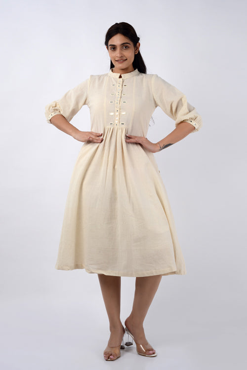 MORALFIBRE OFF WHITE MIRROR WORK ON OFFWHITE DRESS