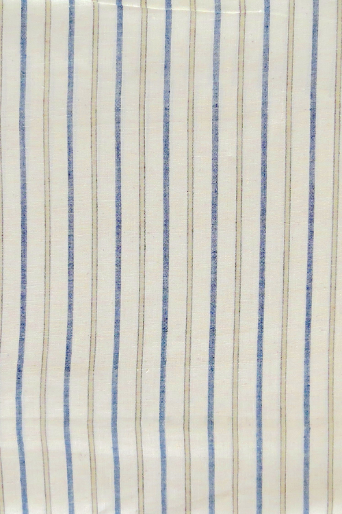 Blue & Mustard Stripe Organic Cotton Fabric