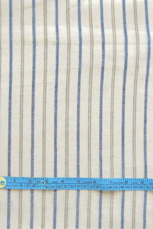 Blue & Mustard Stripe Organic Cotton Fabric