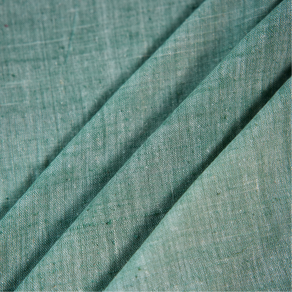 Yarn Dyed Moss Green Handwoven Cotton Fabric
