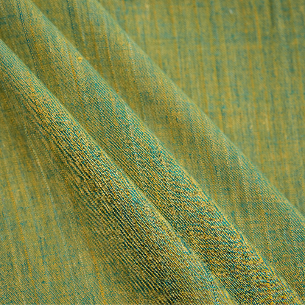 Yarn Dyed Forest Green Handwoven Cotton Fabric