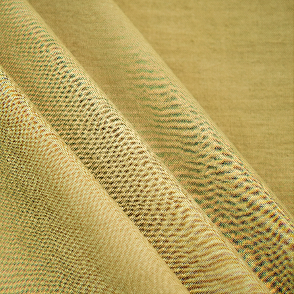 Plain Dyed Yarn Dyed Mustard Handwoven Cotton Fabric