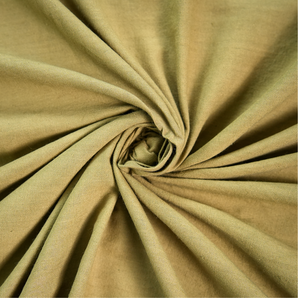 Plain Dyed Yarn Dyed Mustard Handwoven Cotton Fabric