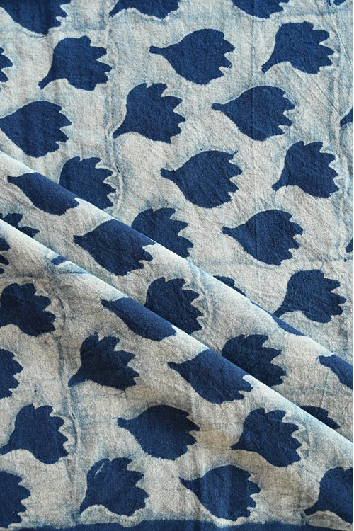 Indigo Hand Block Print - Buds Motif