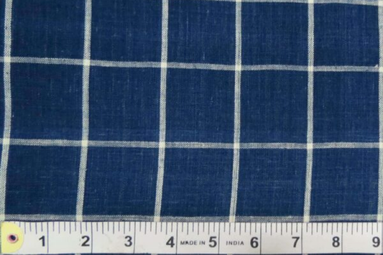 Deep Indigo Handwoven Checks (4cm x 4cm)