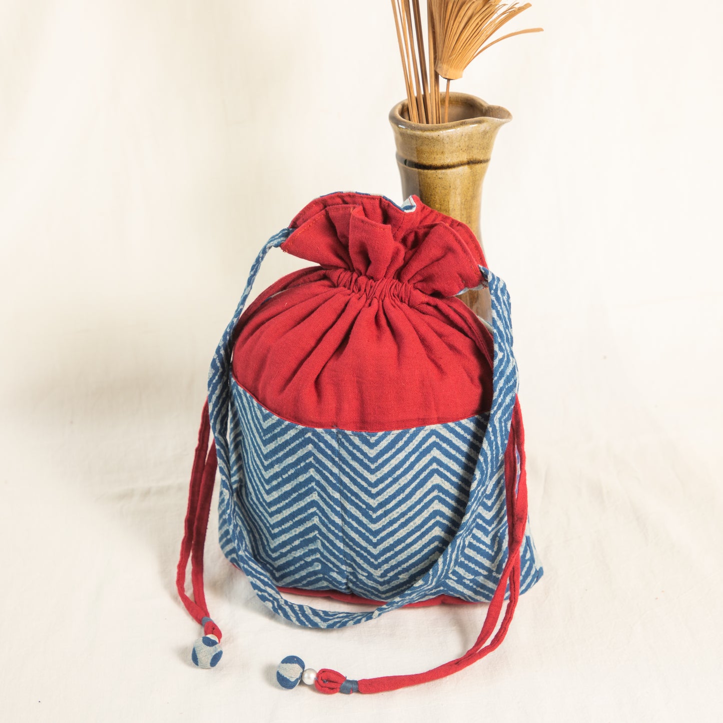 Indigo Red Potli Bag