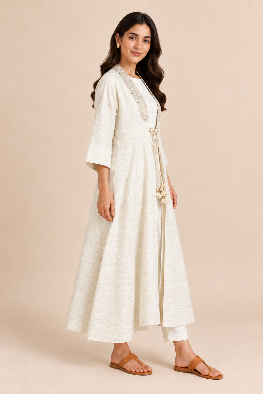 MORALFIBRE ERISILK OPEN OVERLAY WITH INTRICATE ZARDOSI BUTTA AT BACK FROM "SHAPES COLLECTION"