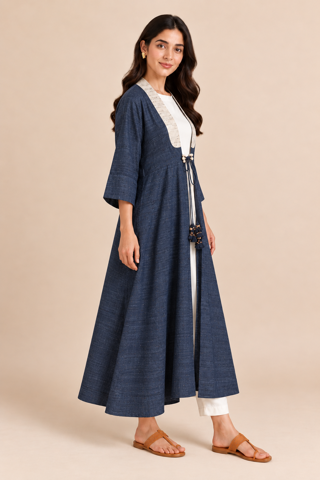MORALFIBRE ERISILK OPEN OVERLAY WITH INTRICATE ZARDOSI BUTTA AT BACK FROM "SHAPES COLLECTION"