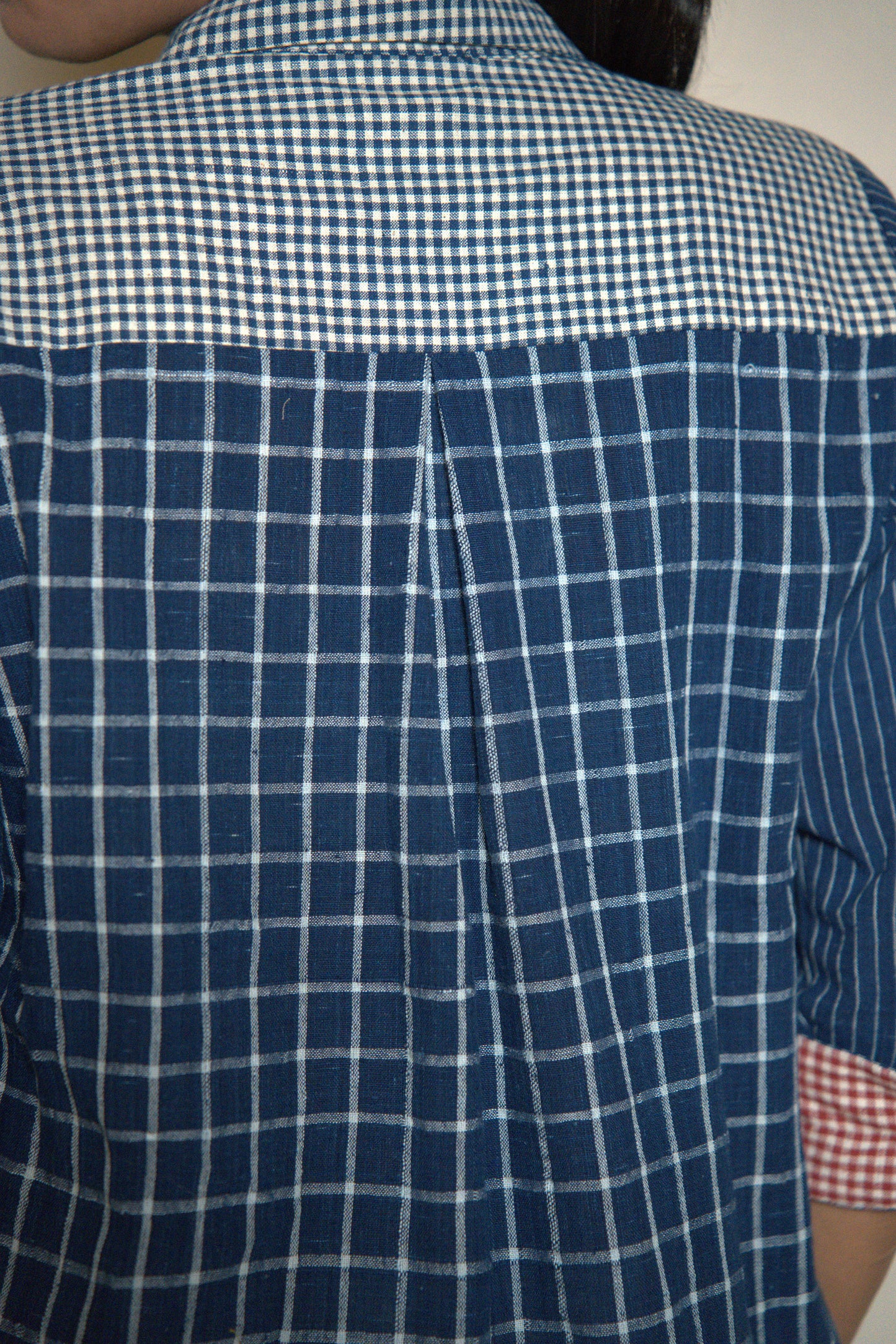 MORALFIBRE WABI SABI INDIGO SHIRT WITH MULTIPLE TEXTURES & WEAVE