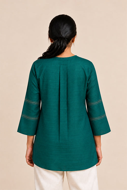 MORALFIBRE GREEN MATKA SILK TUNIC