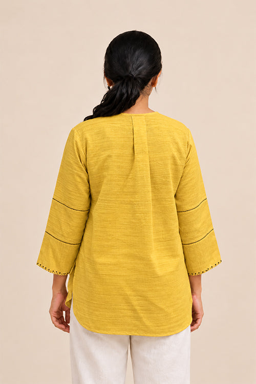 MORALFIBRE MUSTARD MATKA SILK TUNIC
