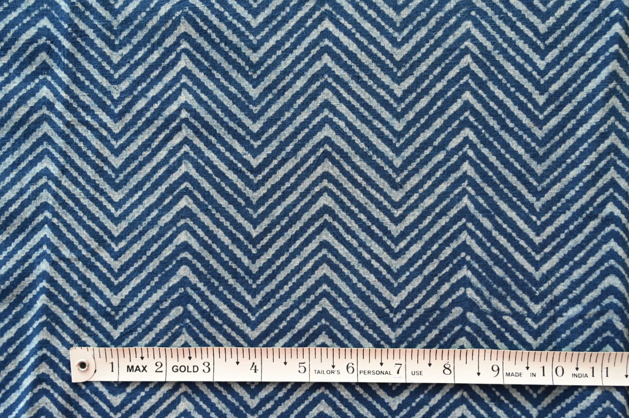 Indigo Hand Block Print - Zigzag Pattern