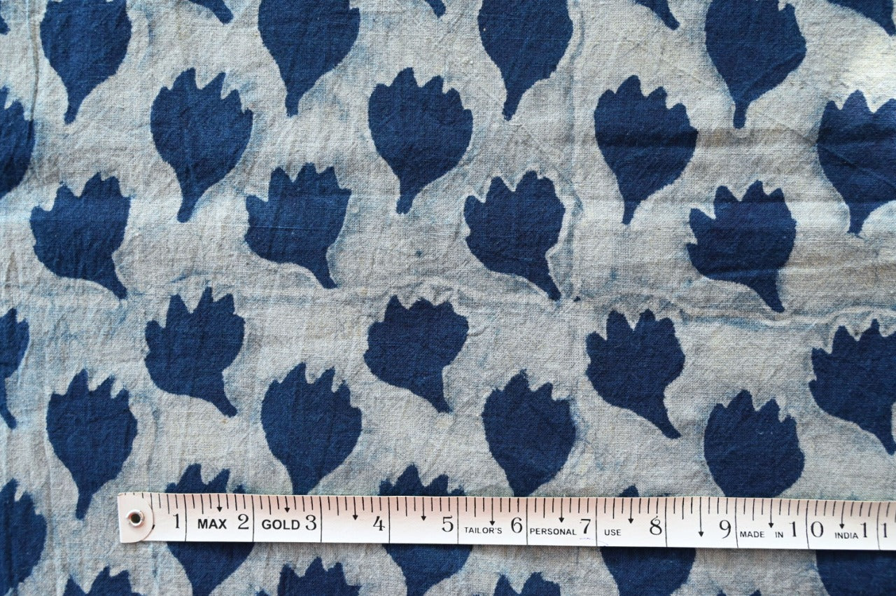 Indigo Hand Block Print - Buds Motif