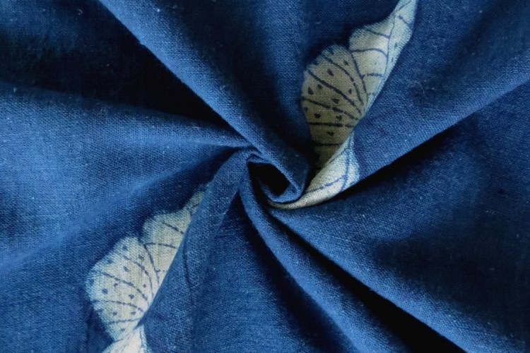 Indigo Hand Block Print - Butterfly Motif
