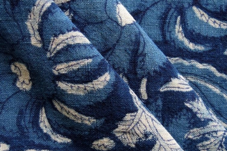 Indigo Hand Block Print - Paisley Pattern