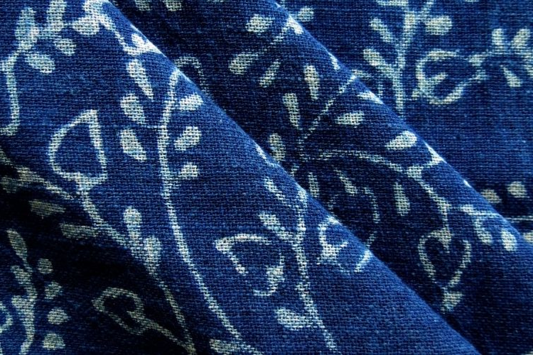 Indigo Hand Block Print - Vine Leaf Pattern