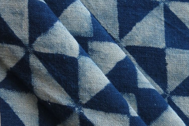 Indigo Hand Block Print - Triangular Pattern