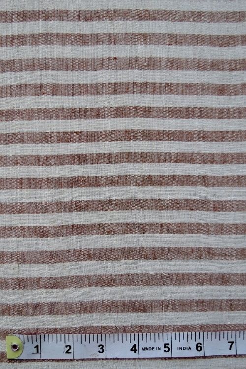 Light Brown Stripe Yarn-Dyed Organic Cotton Fabric