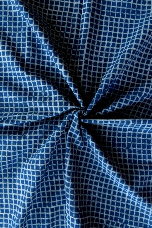 Indigo Hand Block Print - Small Checks