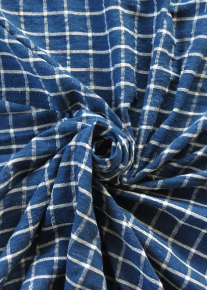 Natural Indigo Handwoven Checks Fabric