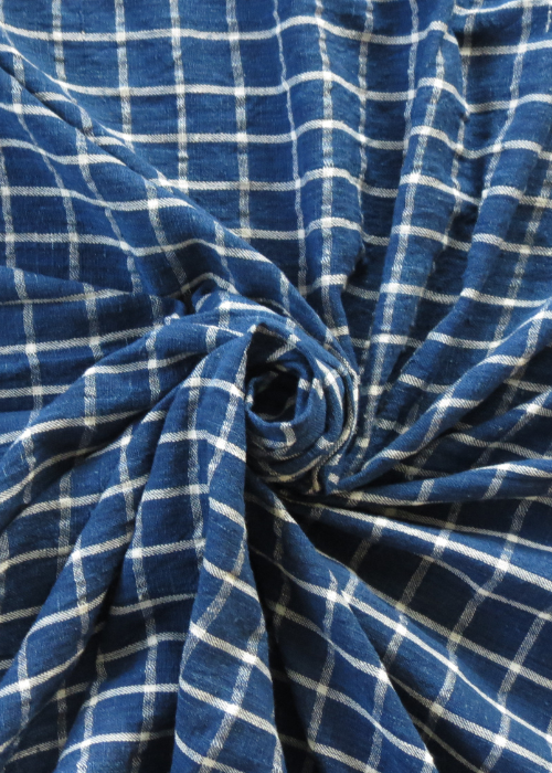 Natural Indigo Handwoven Checks Fabric