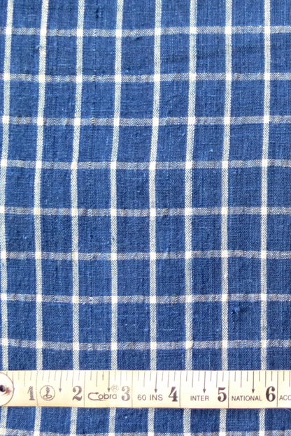 Natural Indigo Handwoven Checks Fabric