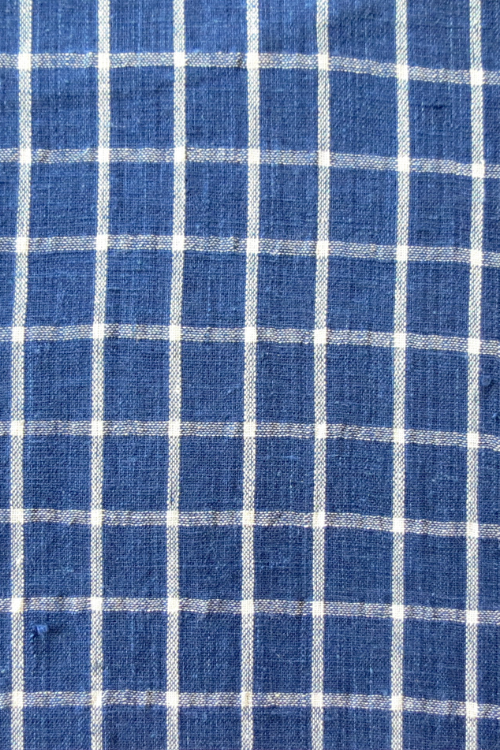 Natural Indigo Handwoven Checks Fabric