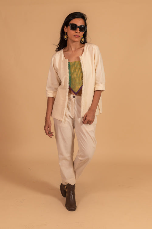 MORALFIBRE ECRU ANKLE PANTS