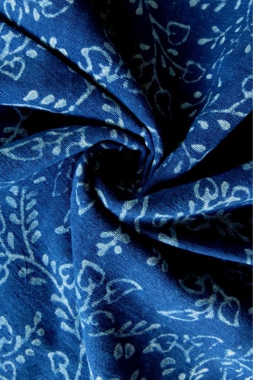 Indigo Hand Block Print - Vine Leaf Pattern