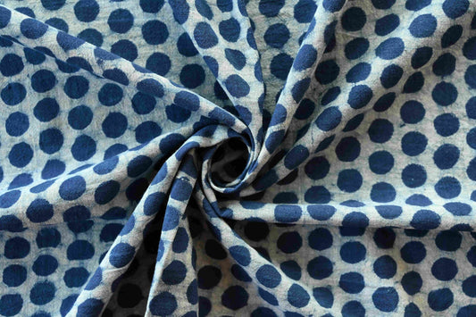 Indigo Hand Dyed Polka Dot Fabric