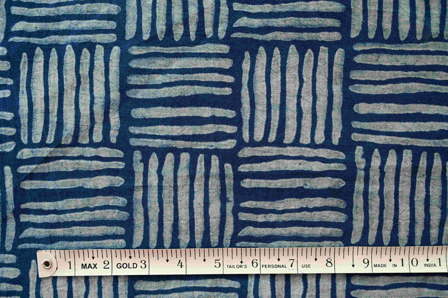 Indigo Hand Block Print - Square Cane Pattern