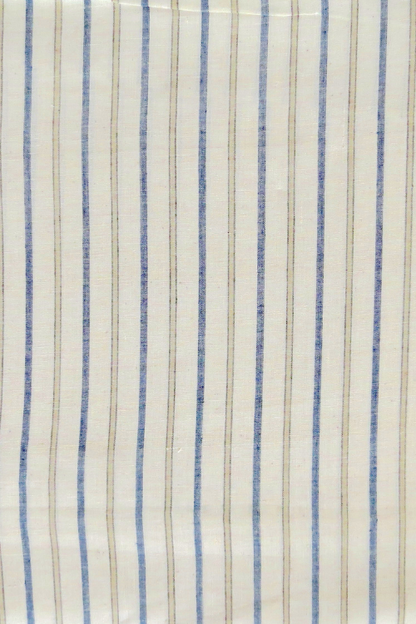 Blue & Mustard Stripe Organic Cotton Fabric