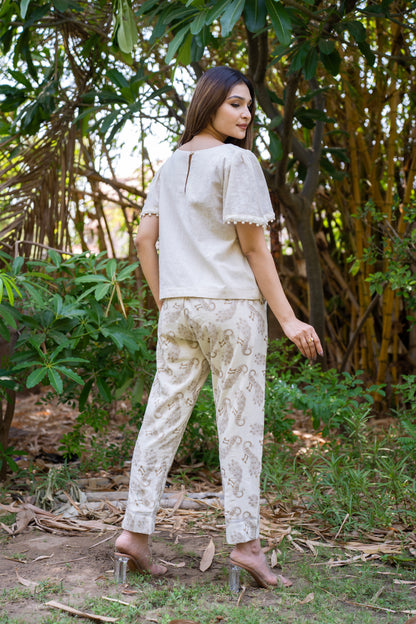 MORALFIBRE GOLDEN PEACOCK MORALFIBRE GOLDEN PEACOCK ANKLE PANTS