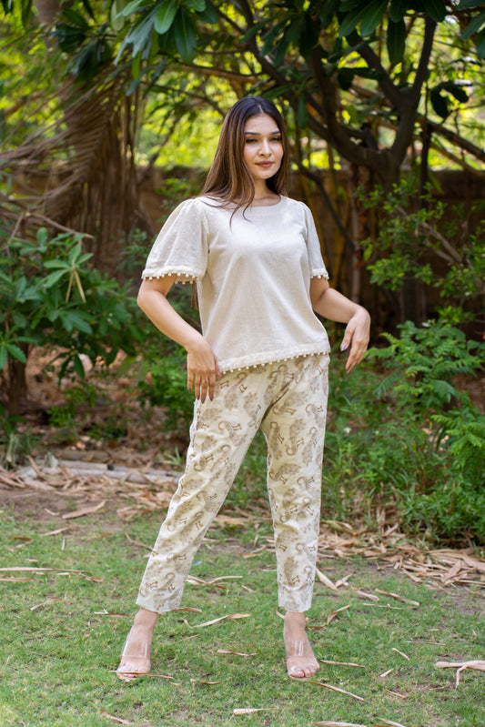MORALFIBRE GOLDEN PEACOCK MORALFIBRE GOLDEN PEACOCK ANKLE PANTS