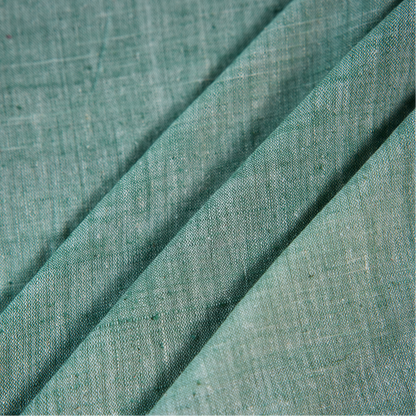 Yarn Dyed Moss Green Handwoven Cotton Fabric