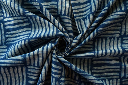 Indigo Hand Block Print - Square Cane Pattern