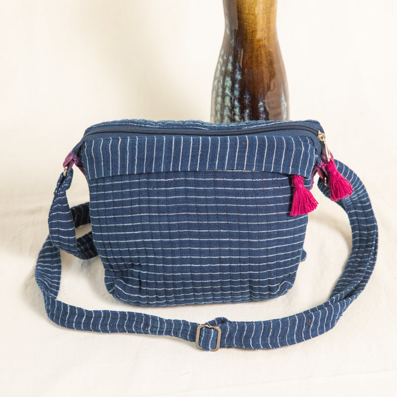 Indigo Stripe Sling Bag