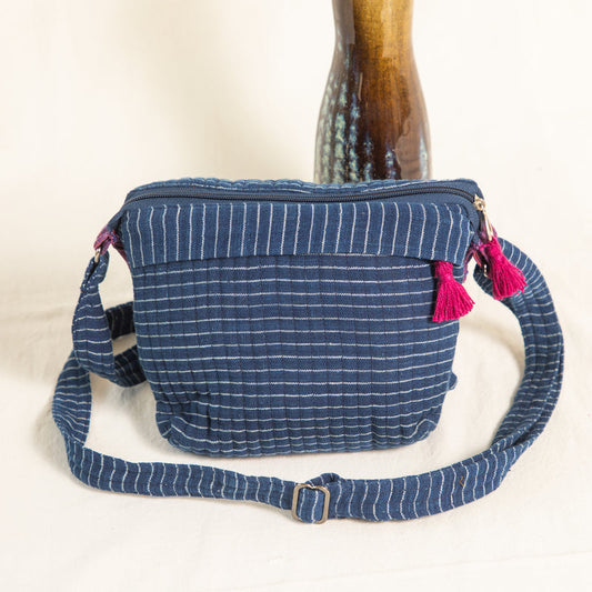 Indigo Stripe Sling Bag