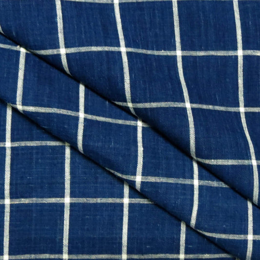 Deep Indigo Handwoven Checks (4cm x 4cm)