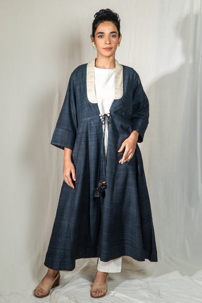 MORALFIBRE  ERISILK OPEN OVERLAY WITH INTRICATE ZARDOSI  BUTTA  AT BACK  FROM "SHAPES COLLECTION"